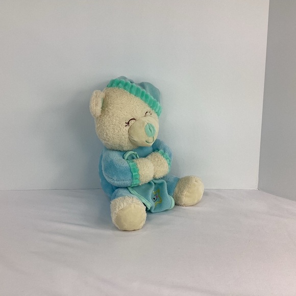 Hugfun Sleepy Prayer Bear 10" Plush Green Light Up Recites "Lay Me Down Sleep” - Picture 4 of 10
